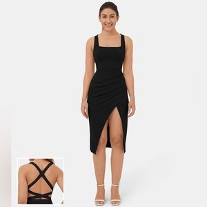 NWT HALARA Backless Crisscross Bodycon Midi Dress